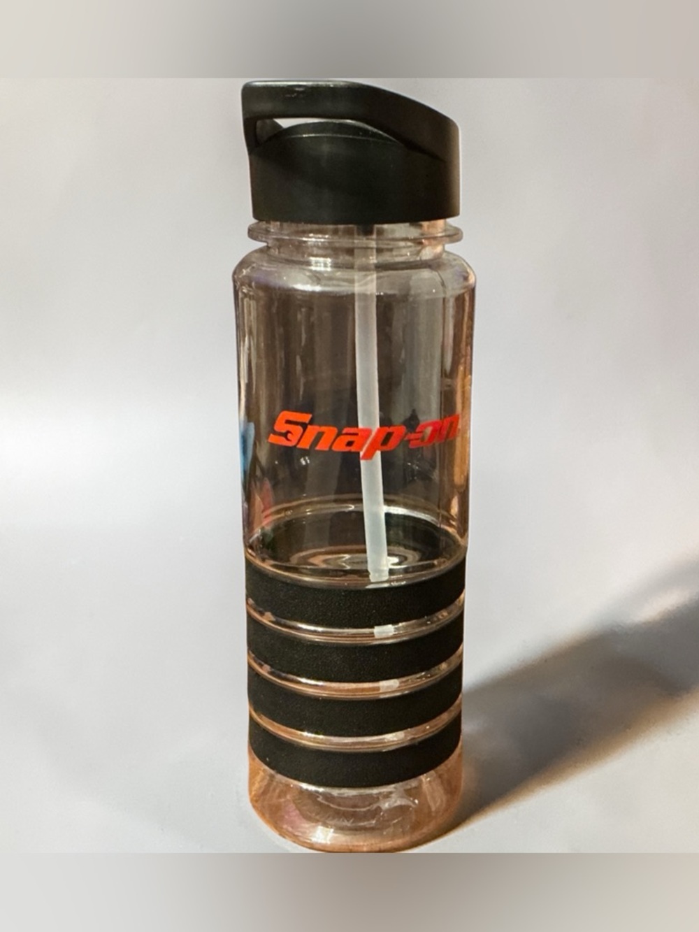 Snap-on Clear Water Bottle with Black Grip